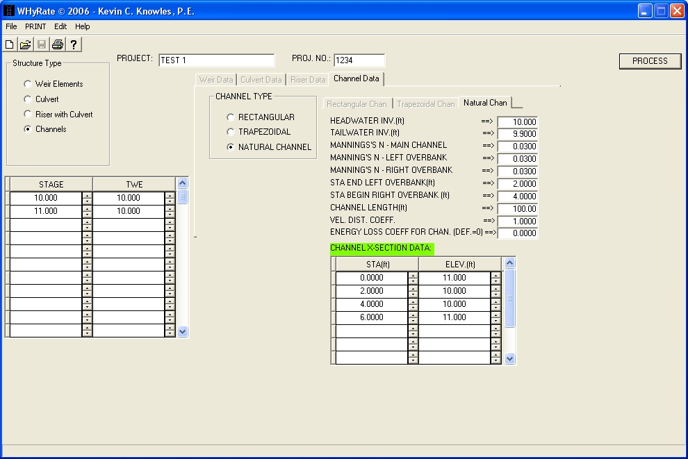 Screenshot of WHyRate(Windows Hydraulic Rating Curve) Program